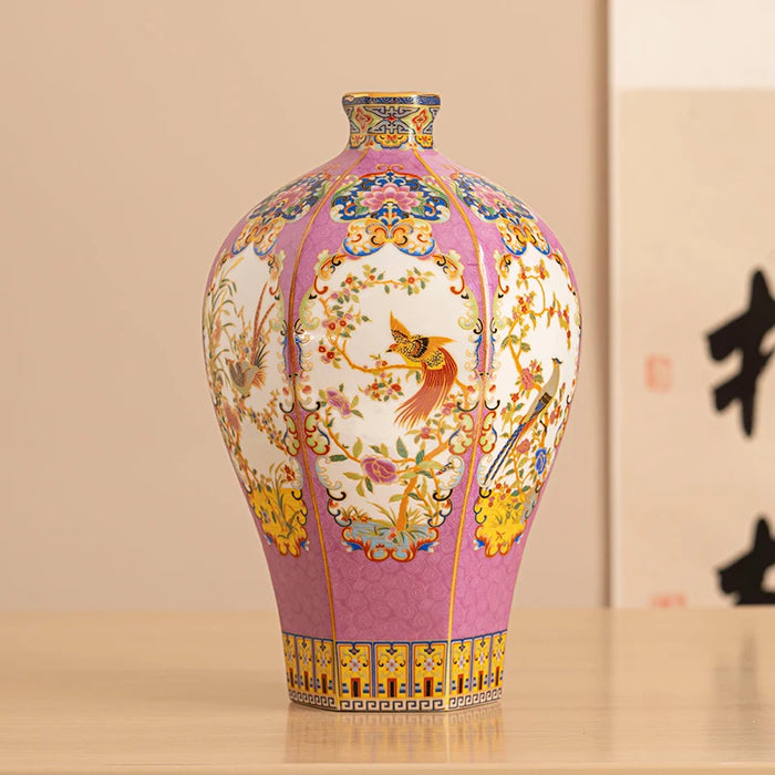 Enamel Porcelain Vase Court Style Home Decor Accent