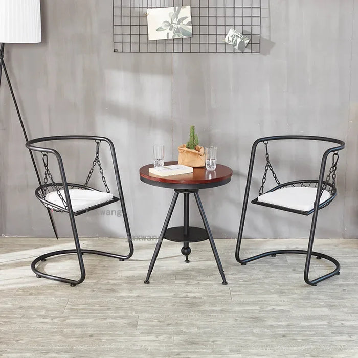 Elegant Wrought Iron Leisure Chair with Armrests Modern Accent Seating for Living Room & Bedroom