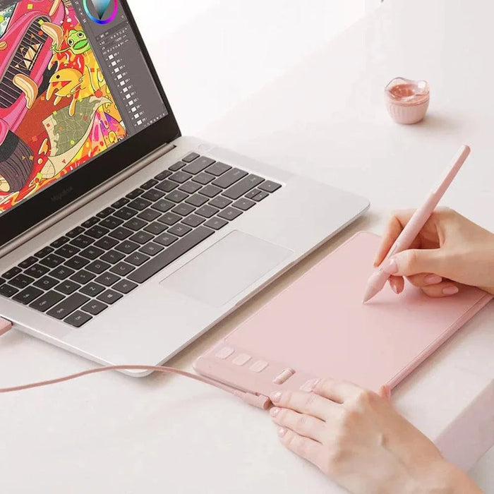 16 x 10 Cm Graphics Tablet with 6 Express Keys, Supports Android, Mac, Windows (H641P-Black) - FLUXA