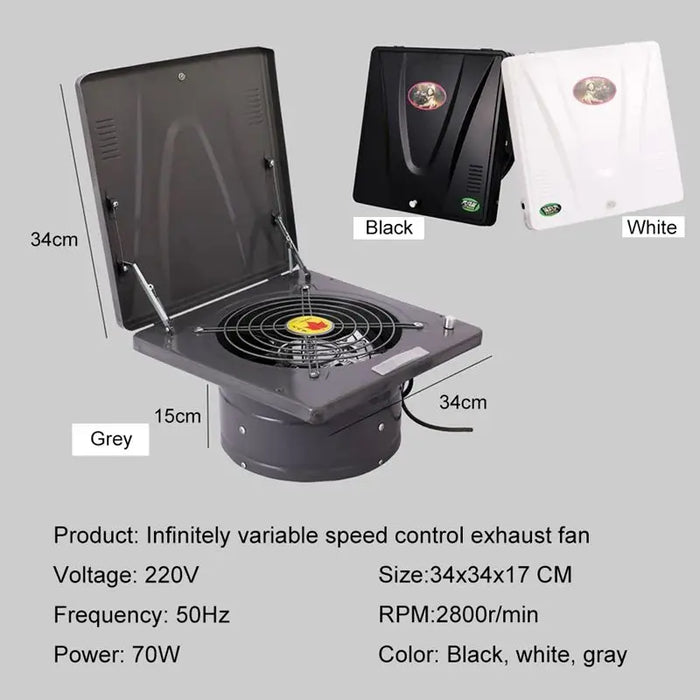 10-inch Grey Exhaust Fan with Oil Box and Speed Control