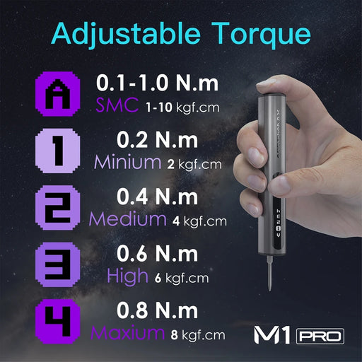 Electric screwdriver with 5 torque modes for precise control