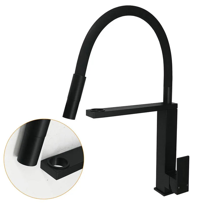 Pull-Out Swivel Kitchen Tap, Matte Black, Single Lever
