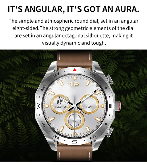 Brown Silver Smart Watch with 152-inch full-touch HD display with customizable dials and 24-hour heart rate, blood pressure, and sleep monitoring