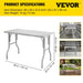 Stainless Steel Single-Shelf Folding Work Prep Table 48x24 cm - Easy Storage for Home & Commercial Use - Durable and versatile stainless steel folding work prep table