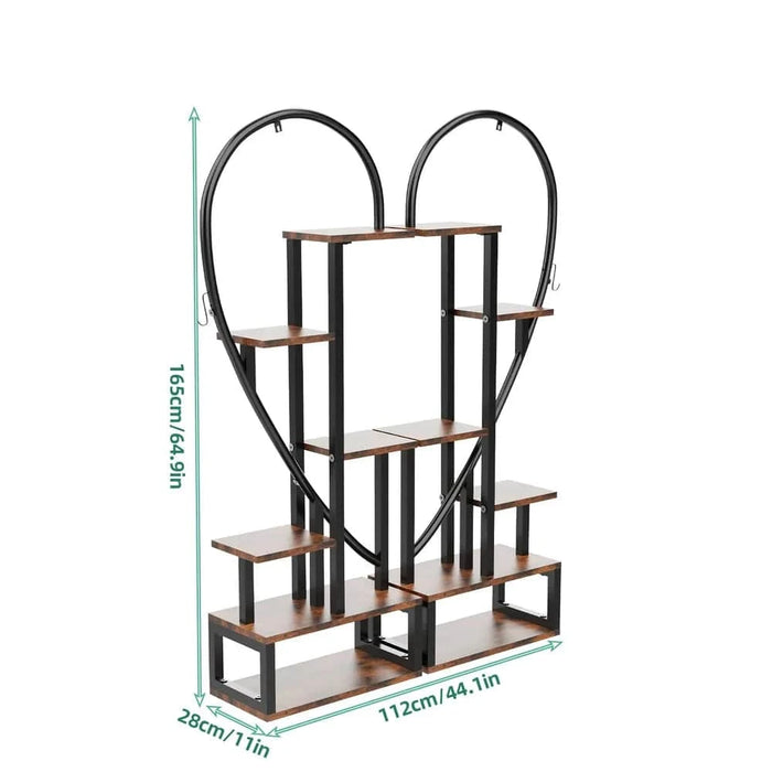 6 Tier Black Metal Plant Stand, Creative Half Heart Ladder Indoor Plant Shelf Rack - Stylish and durable plant stand for indoor plant display