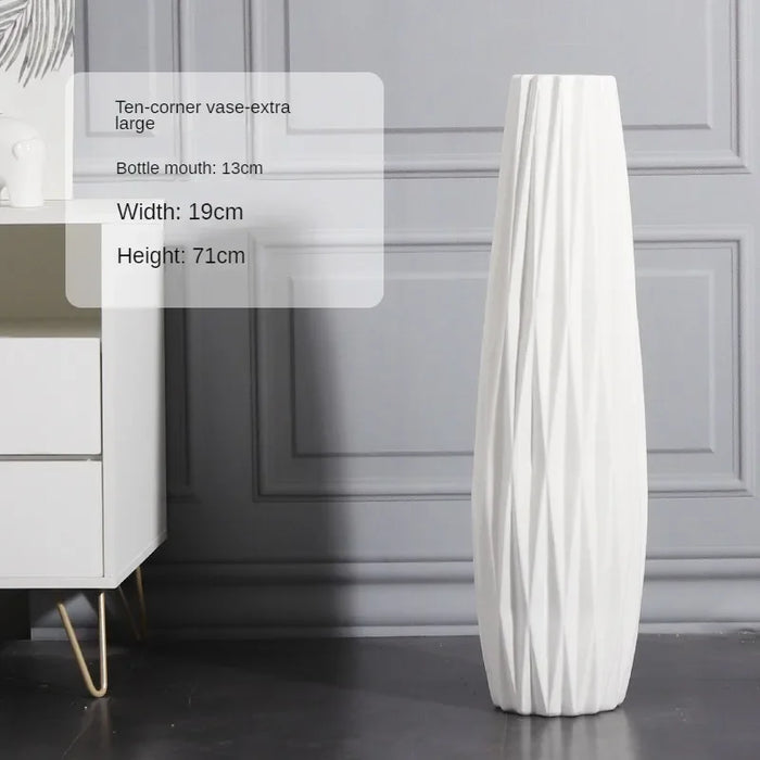 Ten-Corner 71cm Glazed Ceramic Vase Indoor Outdoor Display