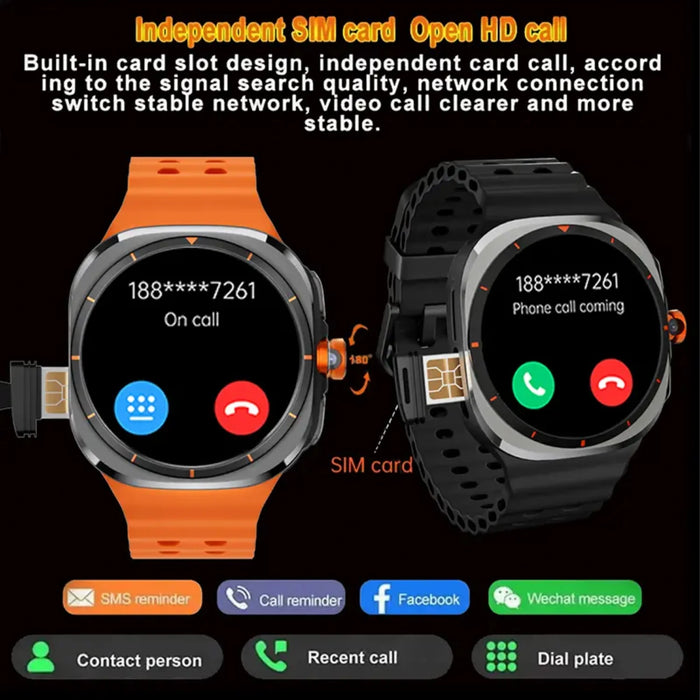 5G Smartwatch with 5MP Camera, GPS, and 1480mAh Battery Orange