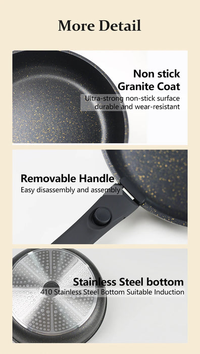 Induction Compatible Black Cookware Set with Scratch-Resistant Surface
