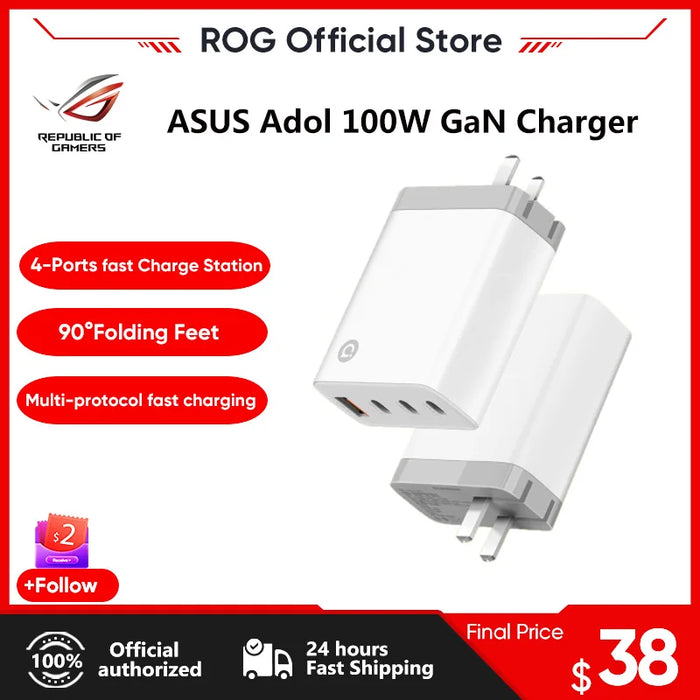 100W GaN Fast Charger with 4-Port USB-C Hub