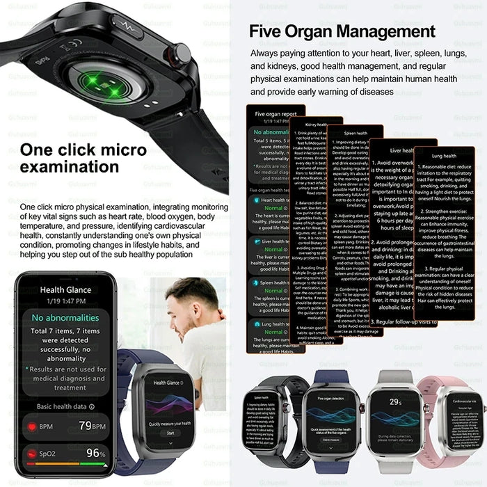 Waterproof Smartwatch with ECG, Uric Acid & Temp Monitor