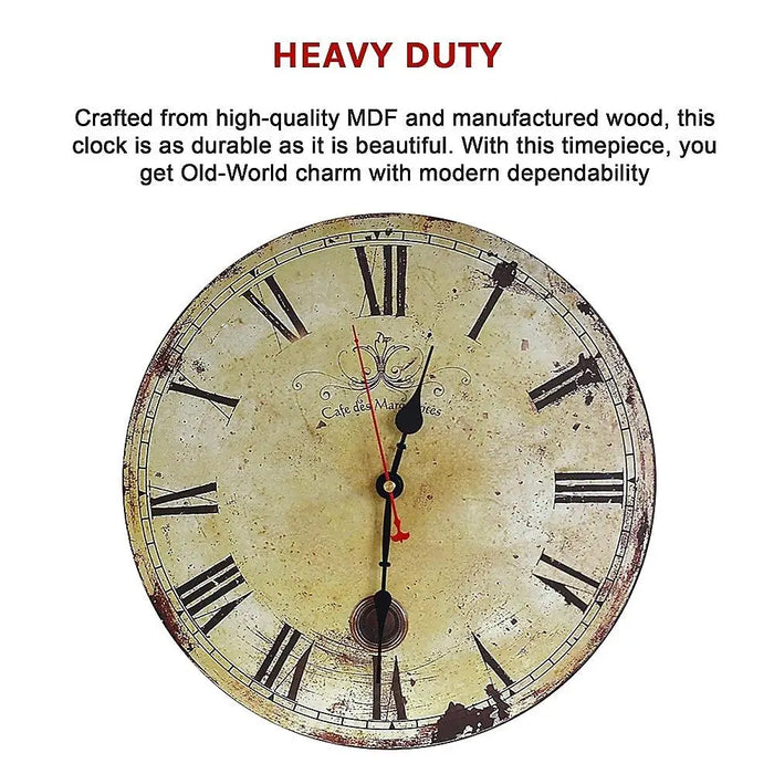 Retro Decorative Wall Clock for Kitchen, Office or Café