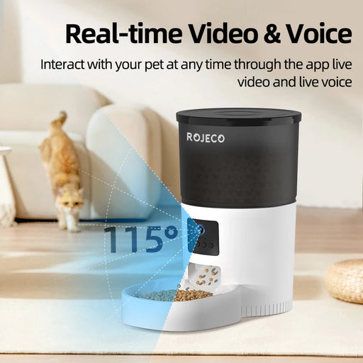 Automatic cat feeder with camera and smart video pet food dispenser
