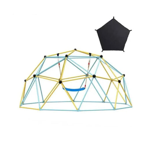 8FT Geometric Dome Climber Jungle Gym Swing with Slide Outdoor Backyard Play Equipment - A colorful and sturdy outdoor play equipment for kids to climb, swing and slide