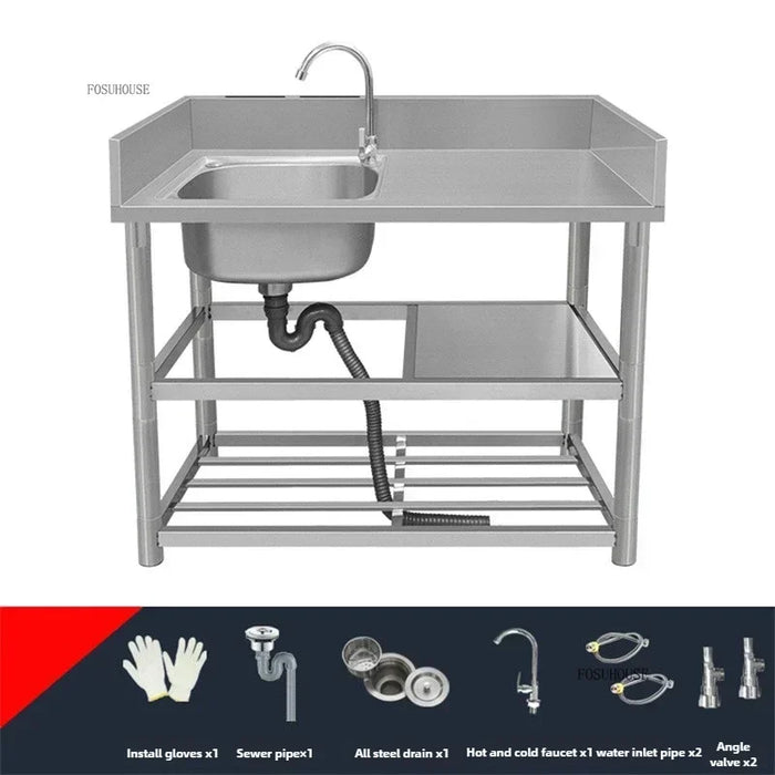 Heavy Duty Kitchen Sink with Bracket and Basin