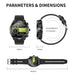 Long Battery Life Black Smart Watch with Compass & Geomagnetic Field