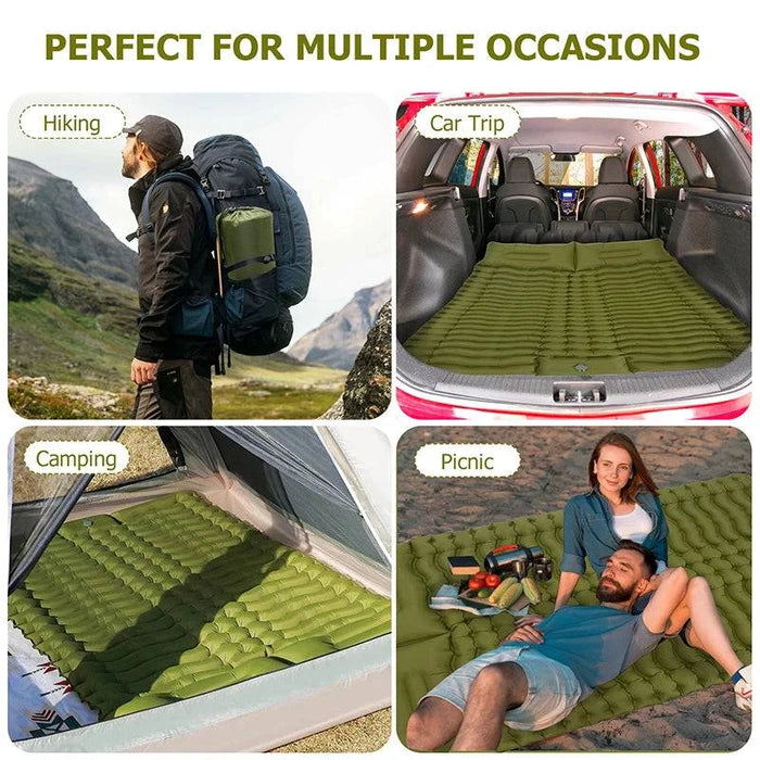 Double sleeping pad 200cm self-inflating mat with pillow for outdoor camping