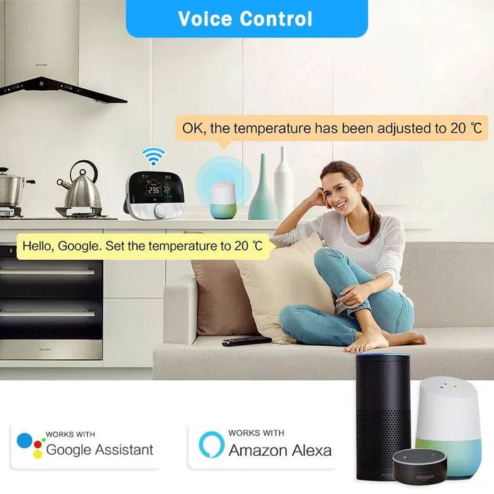 Smart Heating Thermostat for Floor, Water & Gas Boilers with WiFi Alexa & Google Control (T9W-RC9 White) - A modern and efficient heating thermostat with WiFi and voice control capabilities