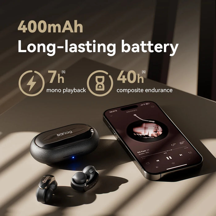 Stretchable Clip-On AI Headphones with Voice Translation Black