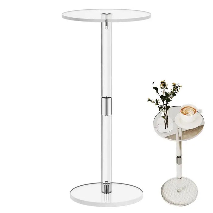 Clear Acrylic Drink Table, Small Round End Table for Living Room & Home Decor