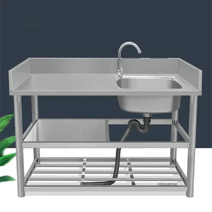Stainless Steel Commercial Kitchen Sink with Workbench