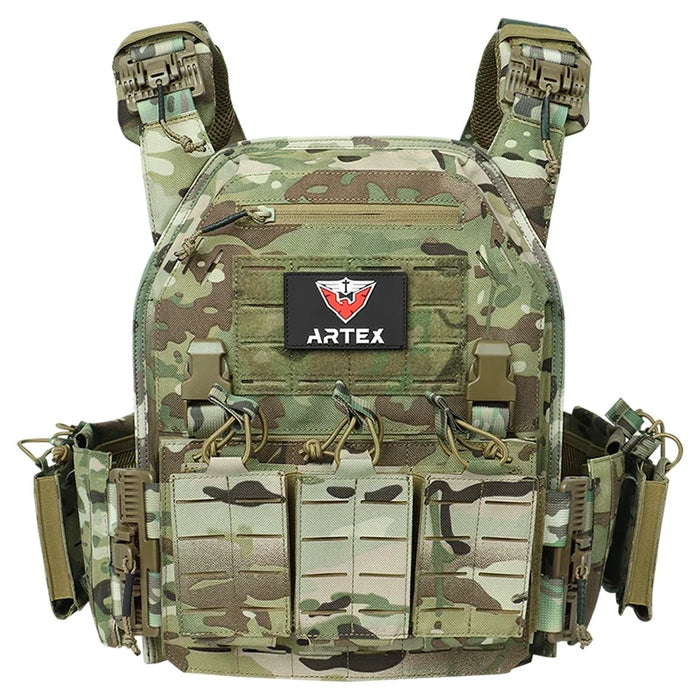 Camouflage Plate Carrier Vest with Quick Release and Molle System