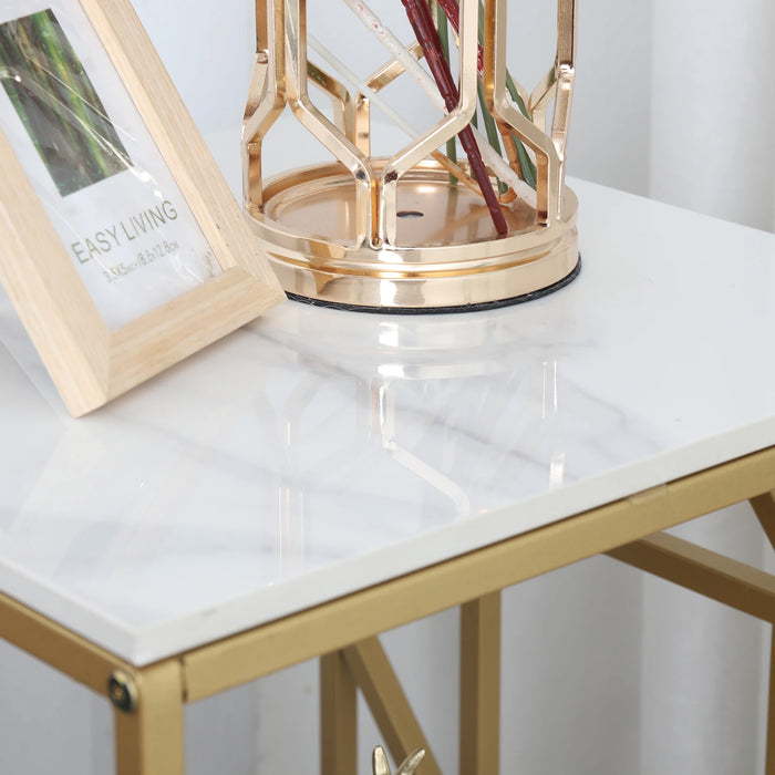  Strong iron frame in a striking gold finish for aesthetic appeal and sturdy support 