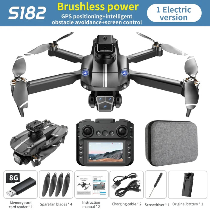 8K HD Brushless Drone with Obstacle Avoidance & GPS Display