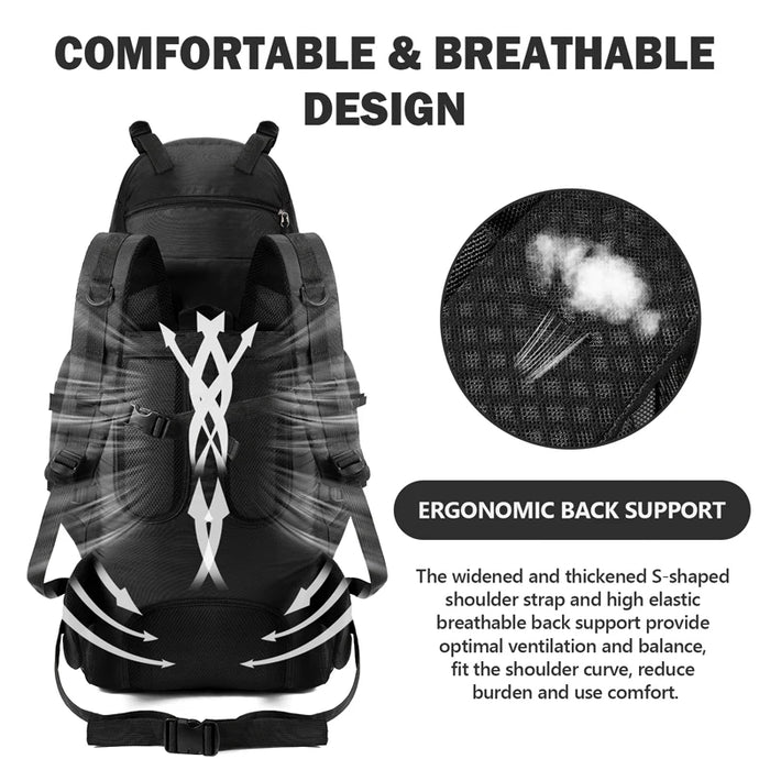 Waterproof Army Green Hiking Backpack with Rain Cover for Camping Trekking Travel