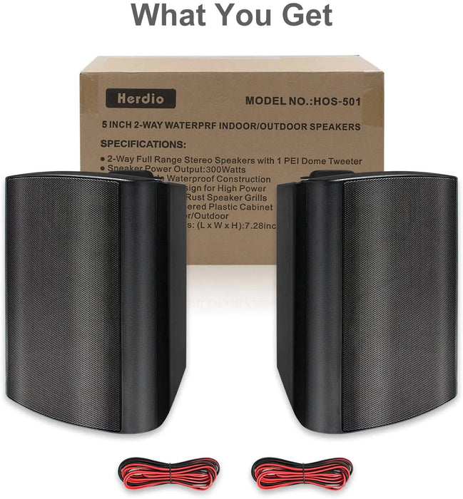 200W Waterproof Outdoor Wall Speakers with Mounting Brackets