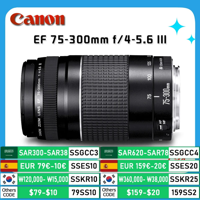Telephoto Zoom Lens 75–300mm f/4–5.6 for Full Frame & APS-C DSLRs Yes packaging NEW