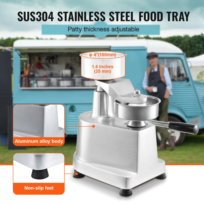 Heavy Duty 4in Patty Press – Manual Burger Maker for Kitchens & Stalls