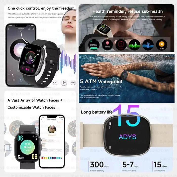 1.83" AMOLED Touchscreen Smartwatch with Heart Rate Monitor brown
