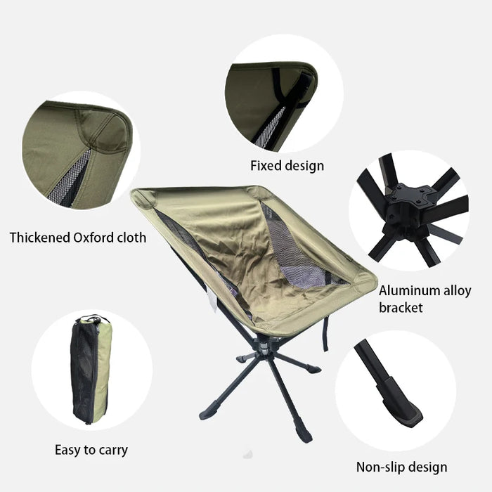 Outdoor Picnic Chair, 360° Swivel, Foldable, Lightweight