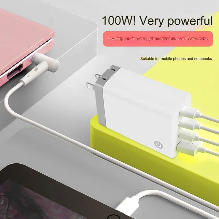 100W GaN Fast Charger with 4-Port USB-C Hub