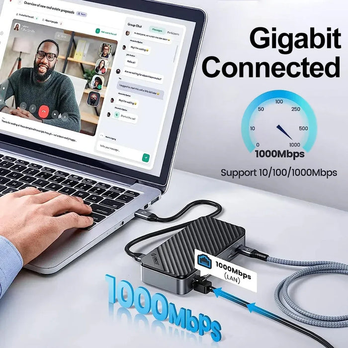 10 in 1 USB-C Dock Station with SSD Enclosure and HDMI