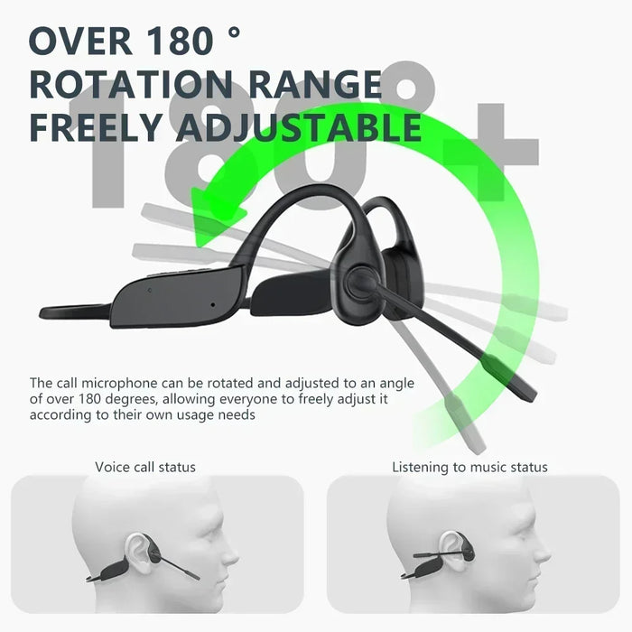 IP66 Waterproof Bone Conduction Sports Headphones with Mic