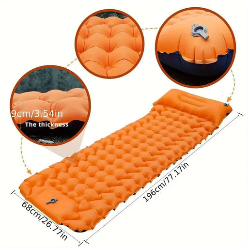 Ultralight Travel Folding Bed with Inflatable Mattress & Pillows for Camping (ORANGE) - FLUXA