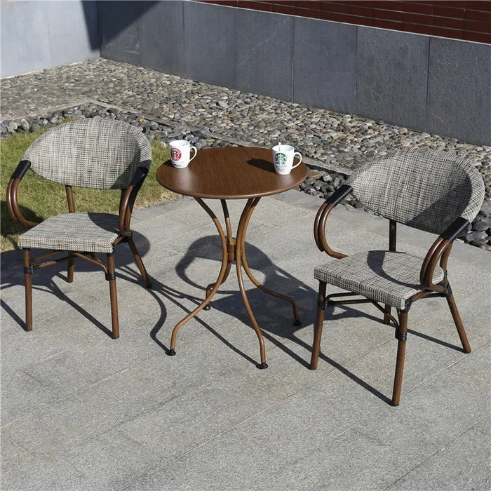 Modern Outdoor Garden Set 60cm Table + 2 Breathable Chairs