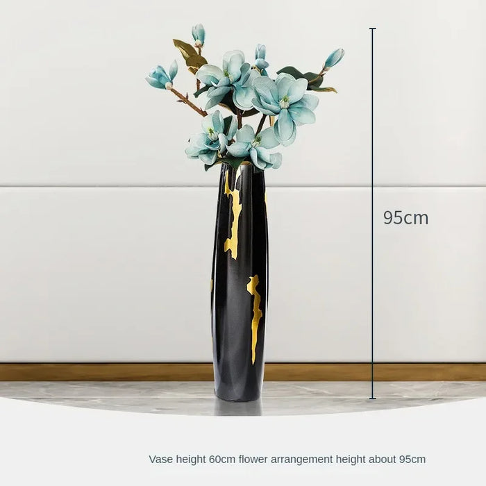 Floor Standing Ceramic Vase 60cm With Flower for Living Room Decor