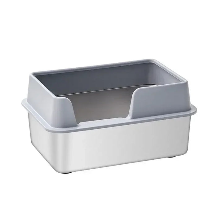 Stainless Steel Cat Litter Box, High-Sided, Odor-Free