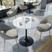 78cm Round Kitchen Dining Table with Sintered Stone Top and Pedestal Base in White and Black