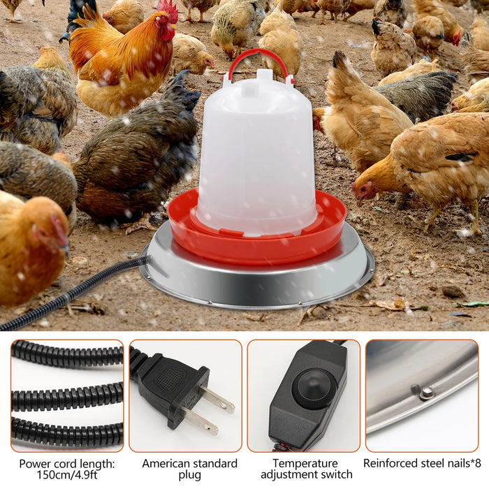 Electric 30cm Chicken Water Warmer Plate Keeps Poultry Drinking Water Ice-Free in Winter