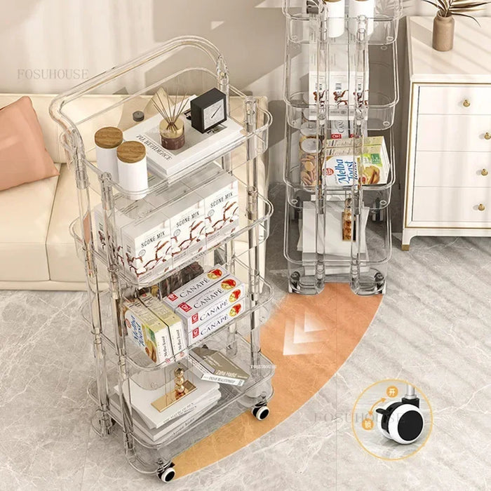 Multi-Tier Rolling Organizer Cart for Kitchen, Bathroom & More 4 layers-transparent