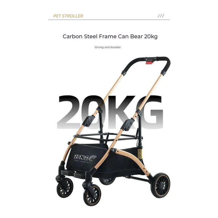 Spacious and breathable pet stroller with smooth-rolling wheels