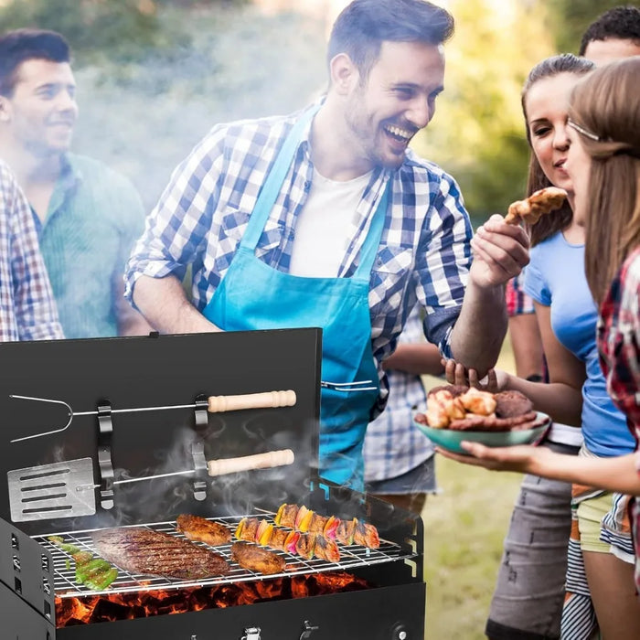 1 Set Portable Folding Charcoal BBQ Grill with Accessories