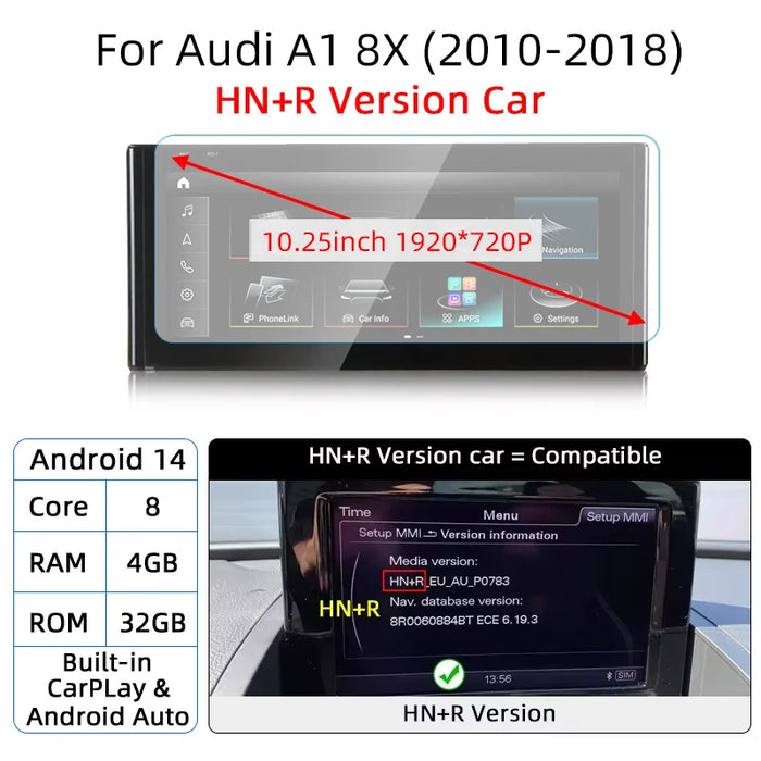 10.25" Touchscreen CarPlay Android Auto Head Unit Audi