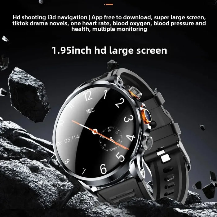 Black 4G Smartwatch with SIM Slot & Fitness Tracker