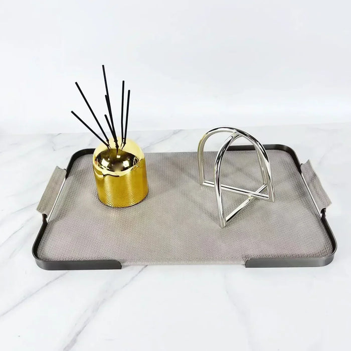 Rectangular Leather Storage Tray for Coffee Table & Decor