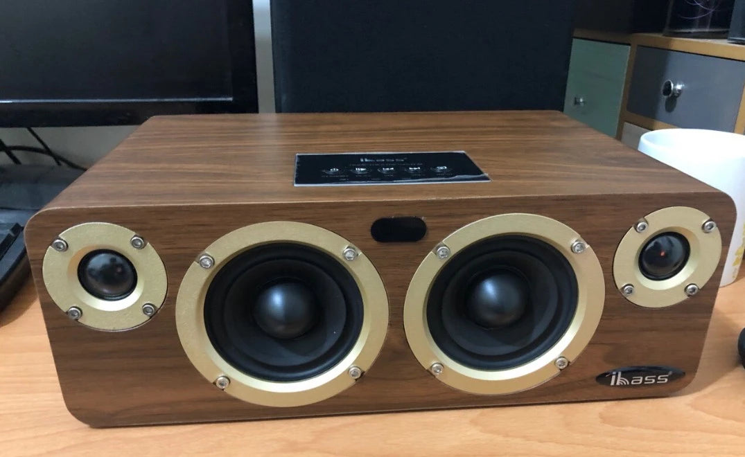 Bluetooth 5.0 Wooden Speaker System with AUX & USB Input