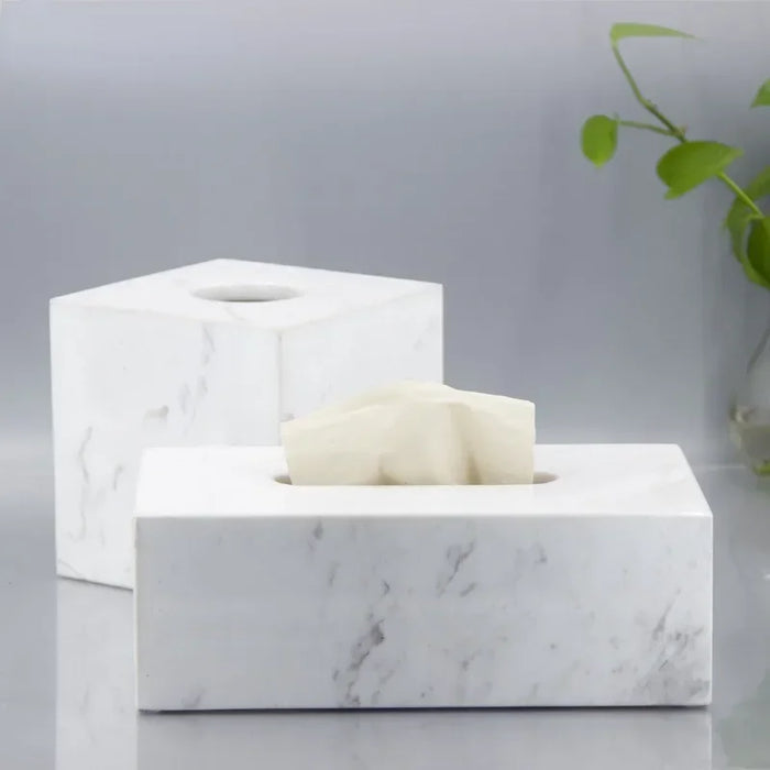 Solid Black Marble Tissue Holder Elegant Decorative Office Canister